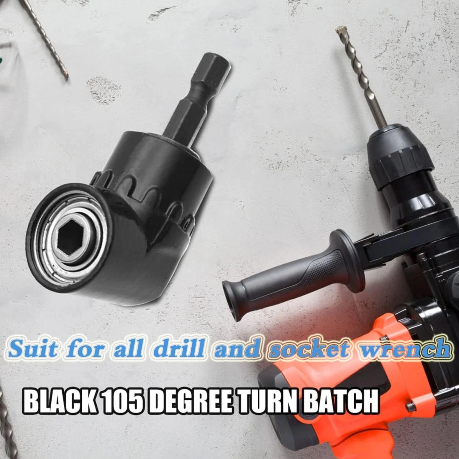 Эргономичный адаптер для сверла под прямым углом 105 градусов с шестигранным хвостовиком 1/4 дюйма — удобный отвертка, угловой держатель бит для точности