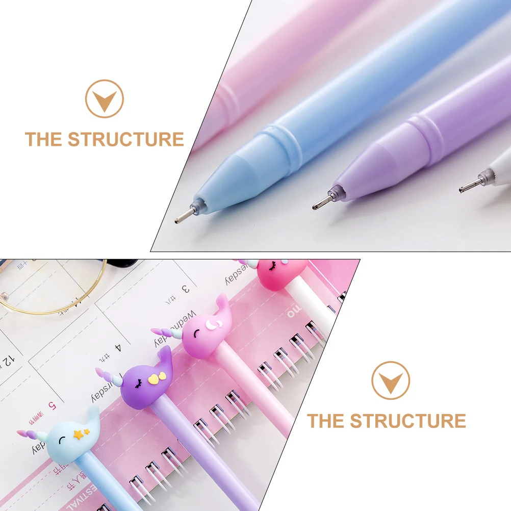 

12Pcs Narwhal Cartoon Gel Pens Adorable Student Writing Pens School Stationery Gel Ink Smooth School Stationery