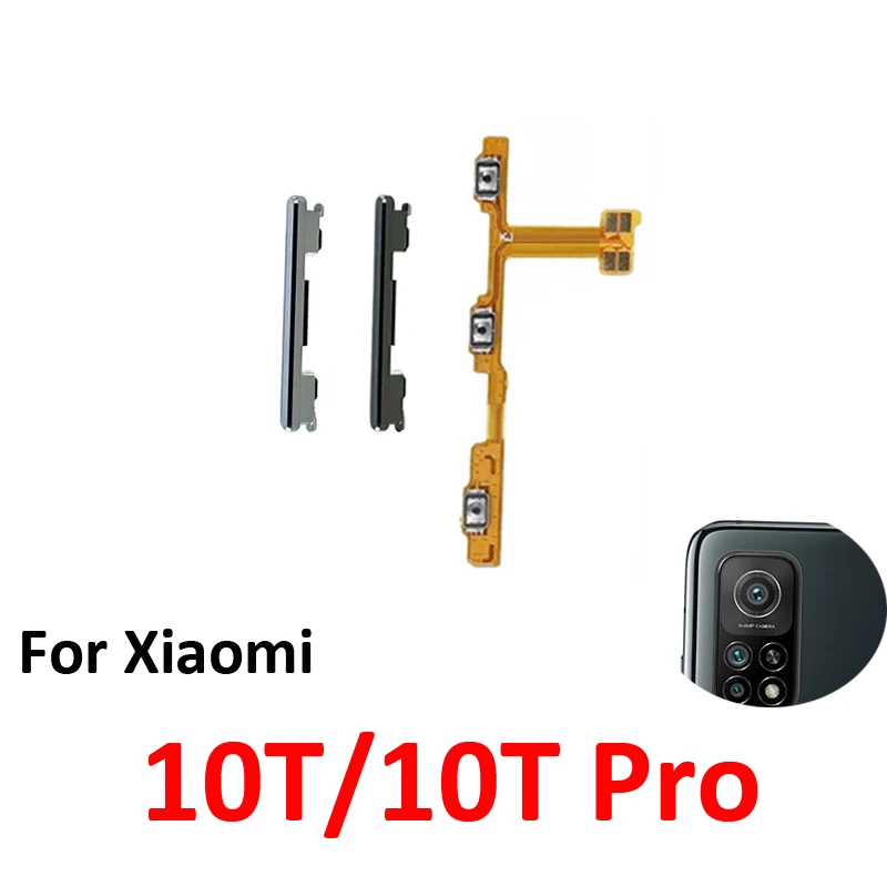 For Xiaomi MI 10T Pro 5G Phone New Housing Volume Button Up Down Key Internal Power On Off Flex Cable Repair Parts Grey Silver