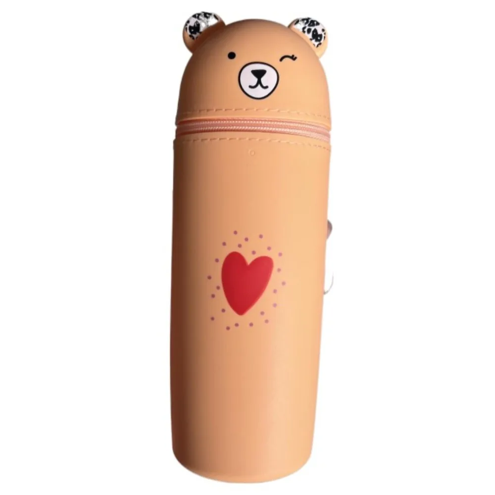 

INS Silicone Cartoon Bear Pencil Case Soft Retractable Pencil Pouch Creative Stand Up Stationery Box Student