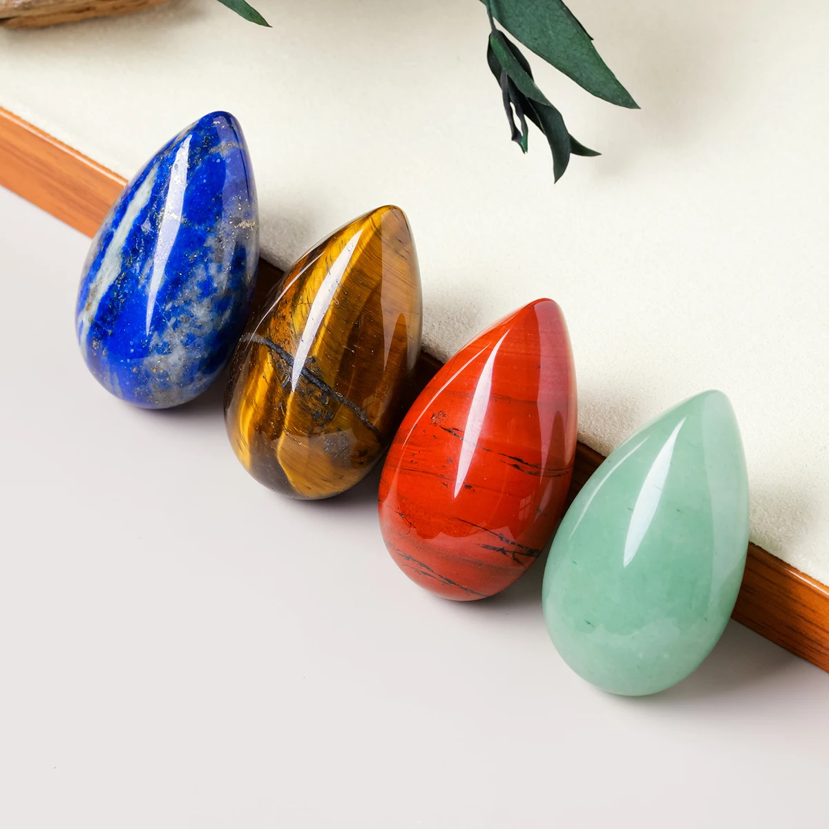 1PC Teardrop Bezel Setting, Single Arc Facet Geometric Natural Crystal Inlaid Loose Stone Accessory, Handmade Jewelry Making Pen view 2
