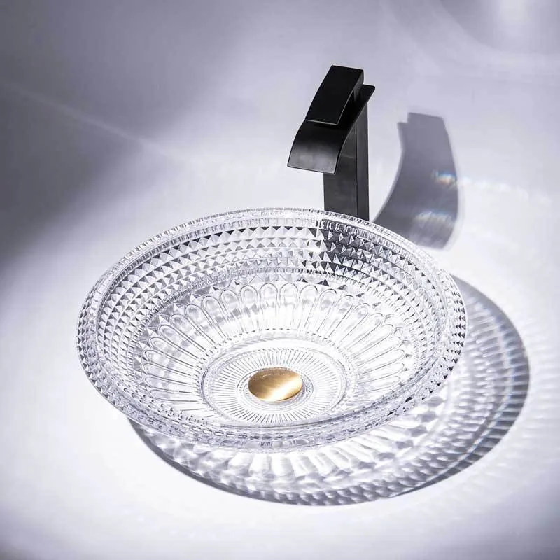 Crystal glass wash basin transparent diamond fashion counter basin simple hotel bed and breakfast bathroom basin