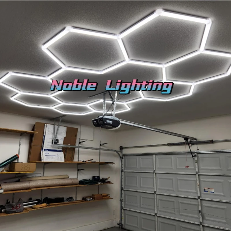 23.5m*9.15m Barbershop Fitness Studio Hexagon LED Honeycomb Light Garage Lamps LED Pipe Ceilings Lighting for Car Body Repair