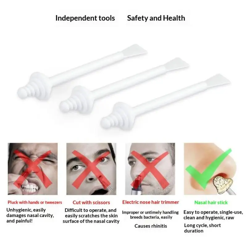 (N) 20Pcs Nose Wax Sticks 20PCS Nose Wax Applicators For Painless Nose Hair Removal Beeswax Safe Wax Accessories