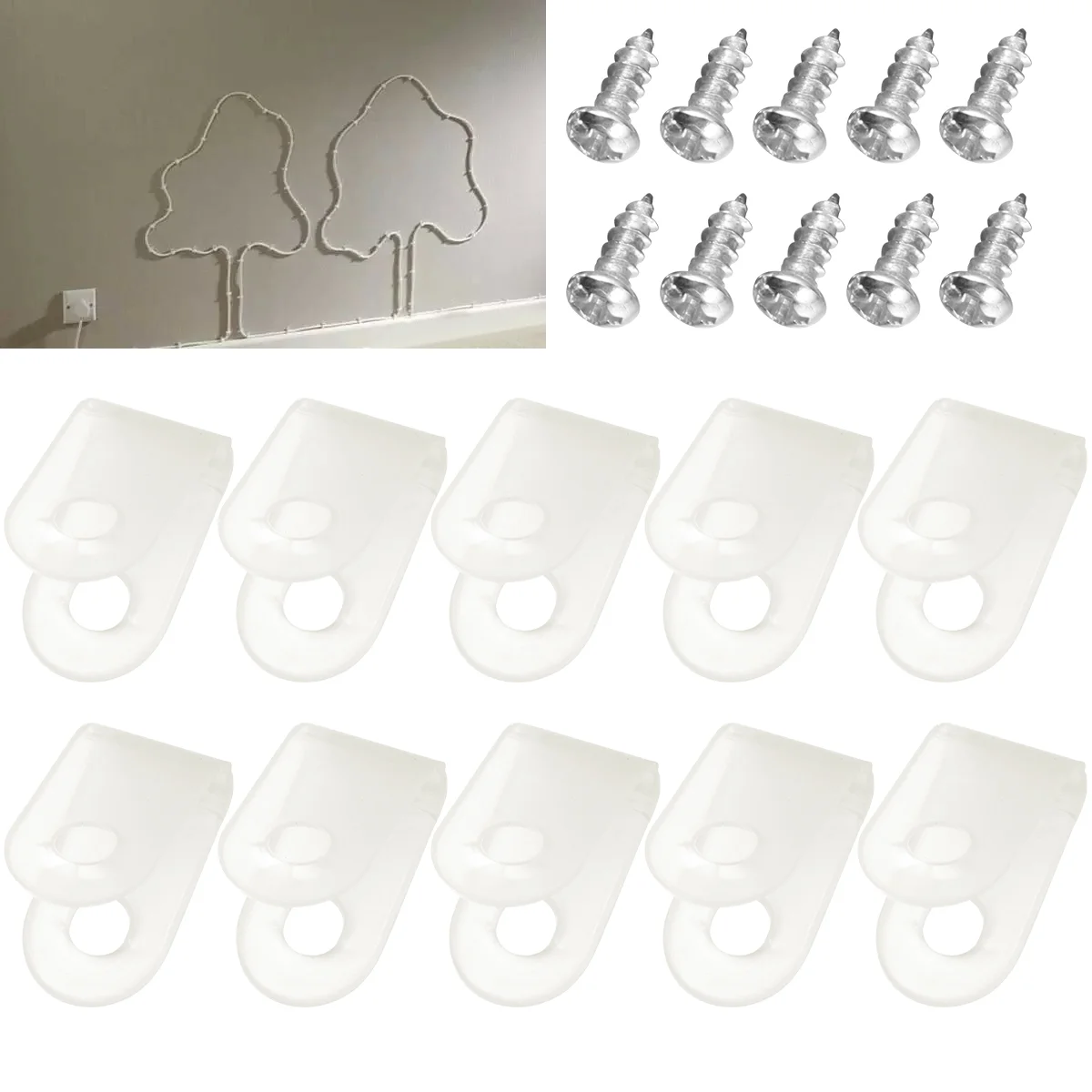 100 Pcs R-type Wire Holder Arrangement of Shape Line Clip Cable Clamp Clips Cord