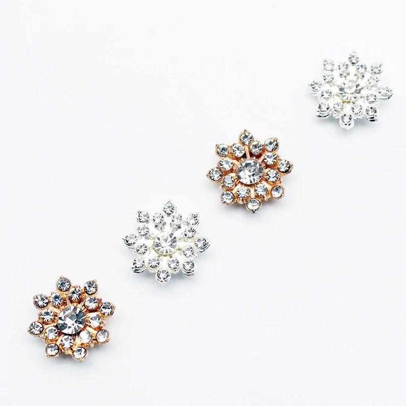 10Pcs SunFlower Rhinestone Alloy Flat Bottom Ornament Button Diy Wedding Clothing Gift Box Bowknot Hand Decorative Accessories