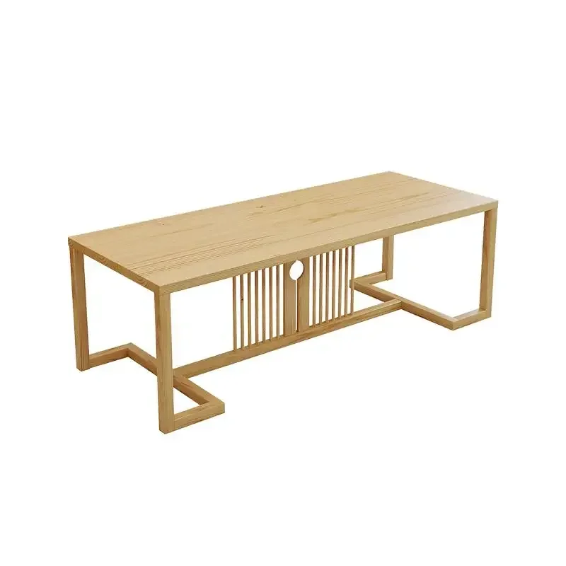 New Chinese-style solid wood tea and chair combination office home simple modern coffee table log color zen kung fu tea table