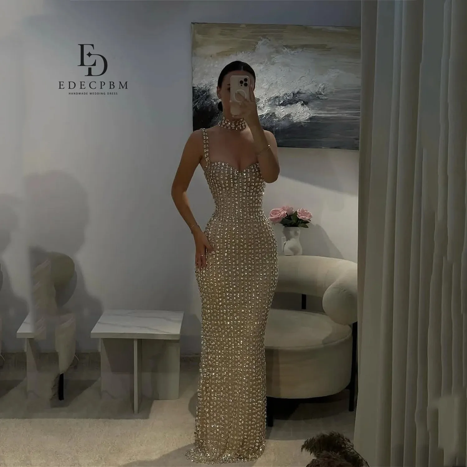 

EDECPBM Luxurious Evening Dresses 2025 Luxury فساتين سهرة Sleeveless Vestidos De Festa Customized Beautiful Prom Dresses Store