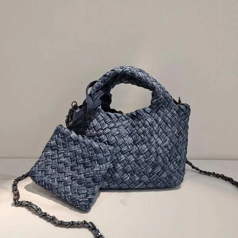 

Daily Solid Color Female Tote Bag Fashion Versatile Detachable Strap Crossbody Bag Mini PU Woven Handbag Zipper Purse