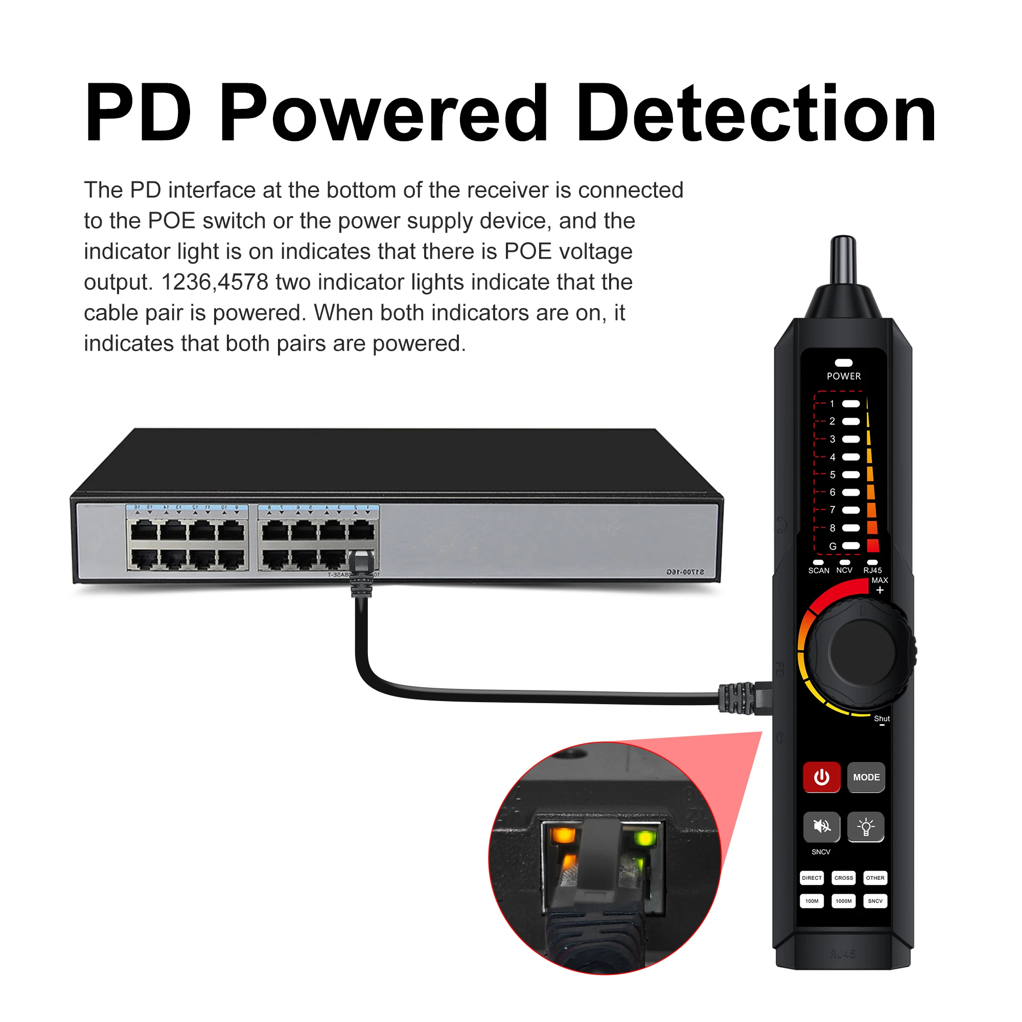 RJ45 RJ11 Network Cable Tester - LT-300 Cable Tracker Detector Continuity Tester Network Line Finder Tool