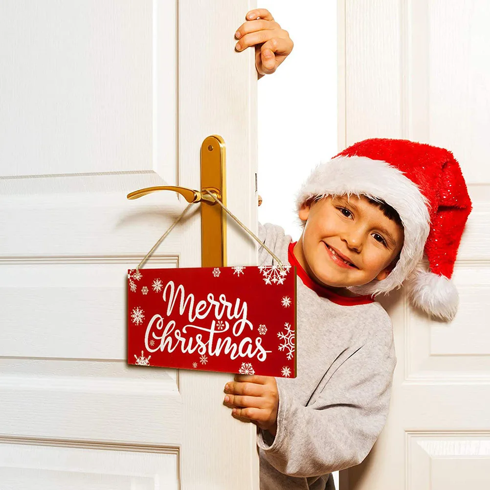 2 قطعة عيد الميلاد باب خشبي زخرفة الإبداعية معلقة الحرفية حساسة قلادة ديكور عيد الميلاد قلادة لوحة خشبية معلقة لافتة للباب #3