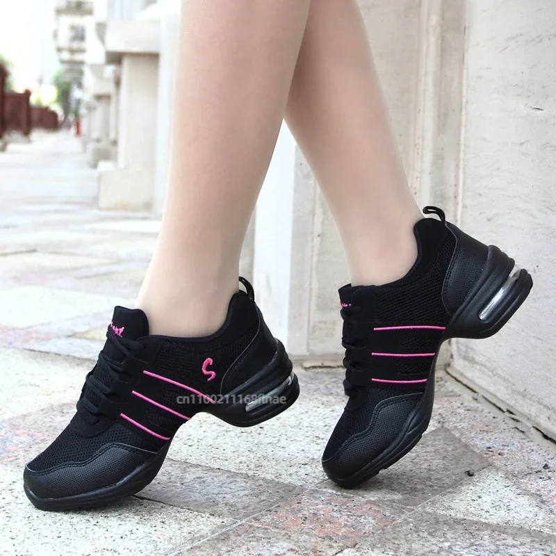 Damen-Tanzschuhe, weiche Sohle, rutschfest, atmungsaktives Mesh-Material, bequem, erhöhen die Körpergröße, quadratische Tanzschuhe für den Innen- und Außenbereich, modisch. – Detail 10
