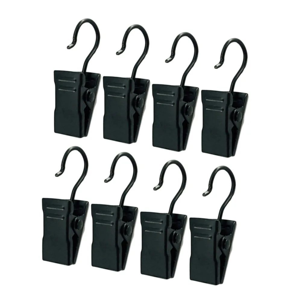 

60 pcs Curtain Clips Iron Material No-Slip Edge For Small Pocket Curtains Drapery Rings Clip Ring Holders Black
