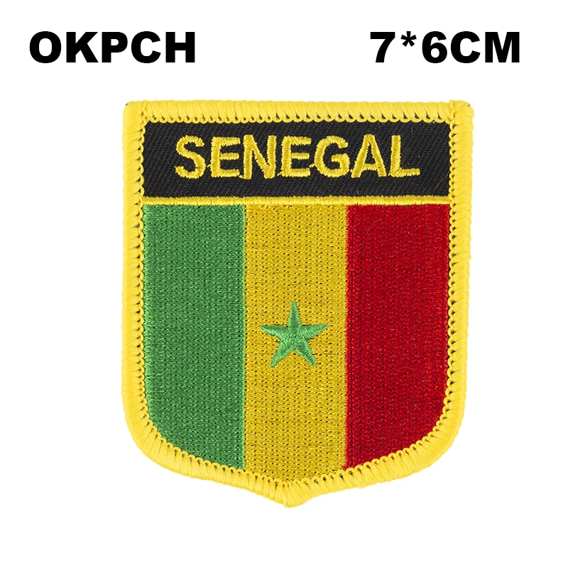 Senegal Flag Shield Shape Iron on Embroidery Patches Saw on Transfer Patches Sewing Applications for Clothes Back Pack Cap