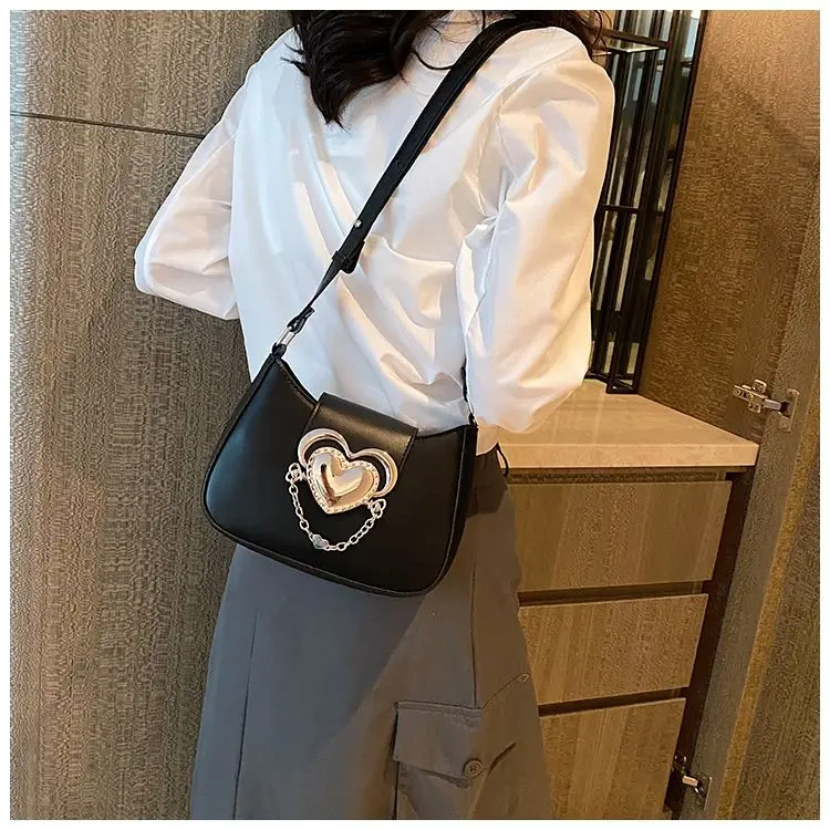 JIAERDI Hot Girls Heart Y2k Handbag Women High Street Chain Leather Blue Messenger Bag Female Harajuku Mini Shoulder Bag New