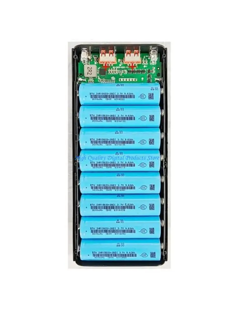 

U2JE High Capacity 8 Slot 18650 Power Banks Enclosure High Capacity Battery Pack Easy to Use for Quick Charging & Outdoor Use