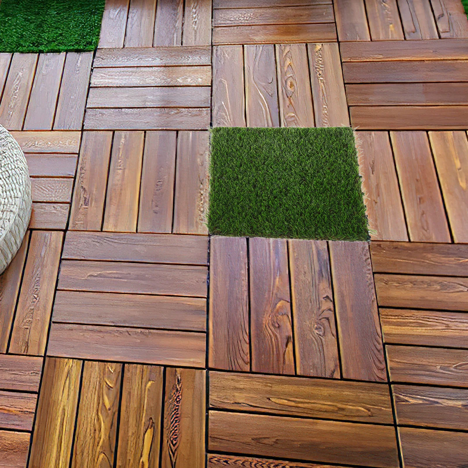 بلاط متشابك للأرضيات من العشب الاصطناعي، ديكور للشرفة في الفناء الخارجي، لون نابض بالحياة، سهل التركيب، عشب مزيف