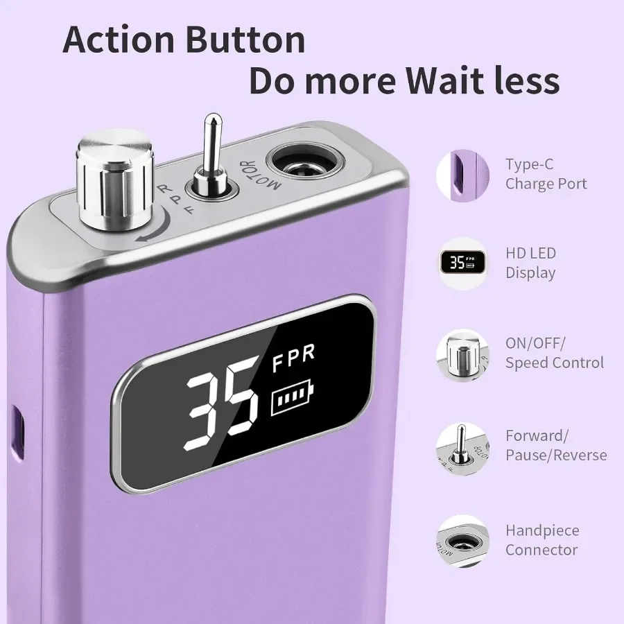 Profesjonalny przenośny elektryczny zestaw do pilowania paznokci z ładowalnym stojakiem i 7 bitami do manicure i pedicure w domowym salonie Bezprzewodowy