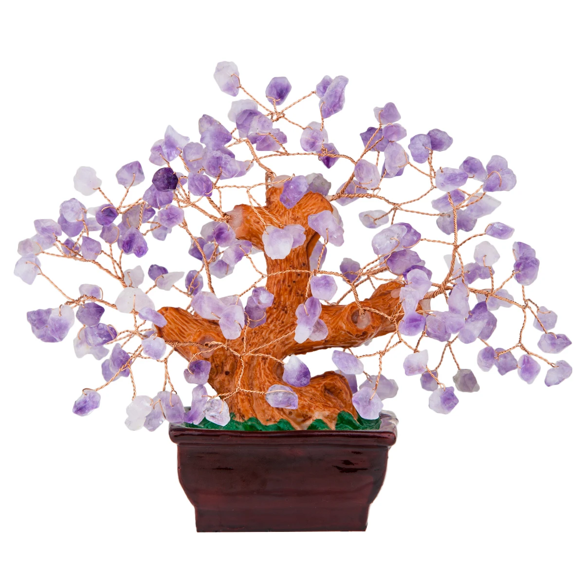 

Natural Amethyst Crystal Money Tree With Resin Base Bonsai Tree Feng Shui Home Decoration For Wealth and Luck