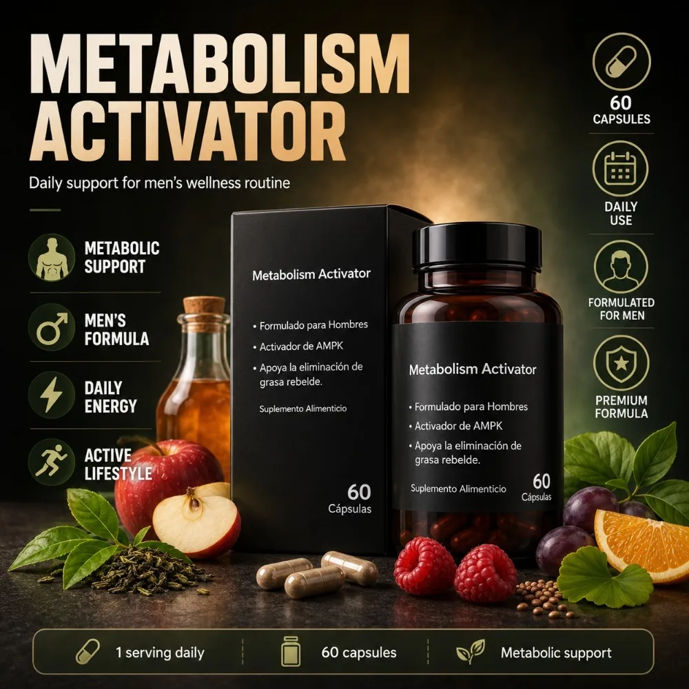 

Men AMPK Metabolism Activator Capsules 60 Count Green Tea Apple Cider Vinegar Raspberry Ketone Ginkgo Biloba Zinc Daily Support