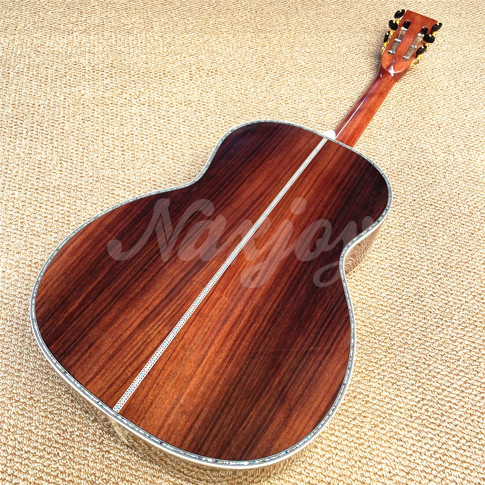 Top Quality 39 Inches OOO Type Red Solid Spruce Acoustic Guitar Abalone Ebony Fingerboard Rosewood Electric Acoustic Guitar