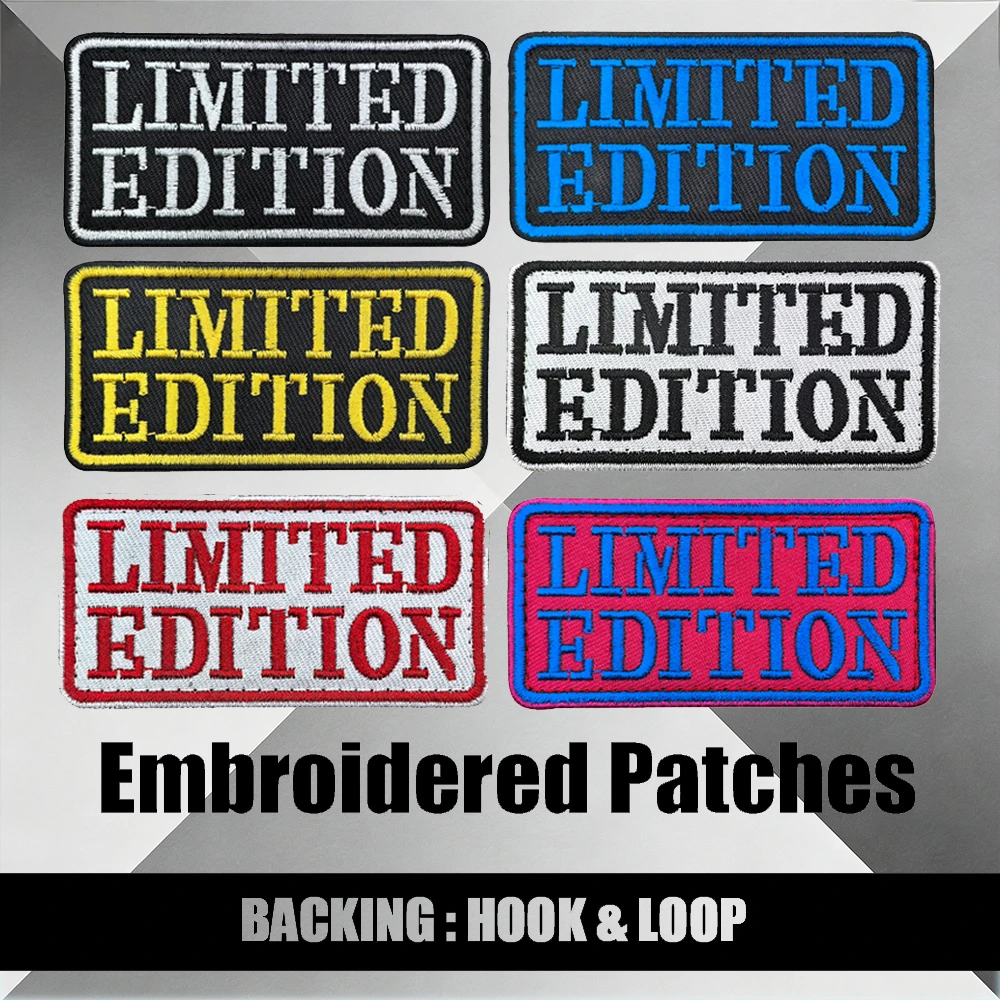 Limited Edition Letter Embroidered Tactical Patch Hook Loop Badge for Jacket Backpack Fashion Accessory