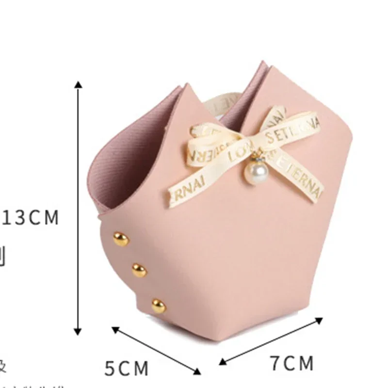 20PCS Leder Geschenk Taschen Bogen Band Verpackung Tasche Hochzeit Gunsten Verteiler Taschen Weihnachten Süßigkeiten Verpackung Box Mini Handtasche – Detail 31