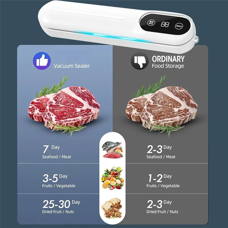 Ad24 máquina seladora a vácuo toque de sucção automática aferidor de alimentos com sistema de vácuo externo modos secos e úmidos frescos