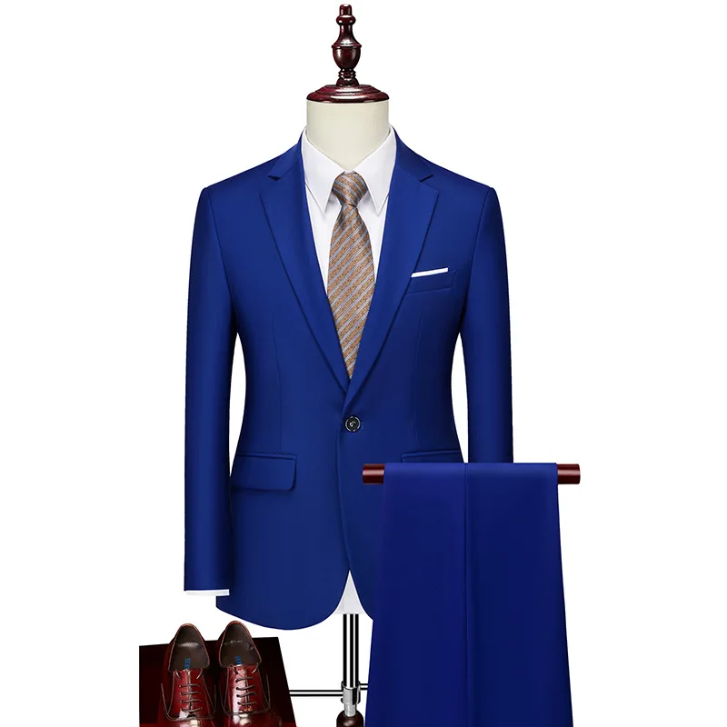 

High Quality Men's Suit Slim Fit Solid Color Suit Formal Business Office Wedding Single Breasted Blazer Vest Pants 3 Pieces Set