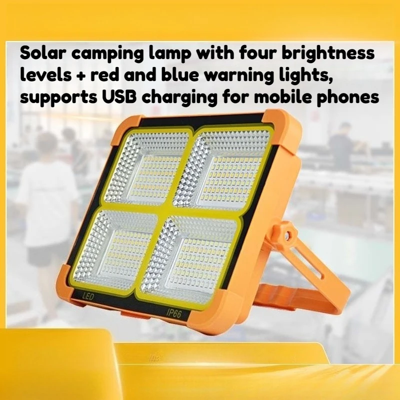 Solar Camping Light, Rechargeable Handheld Floodlight, Portable Emergency Lamp for Outdoor & Home