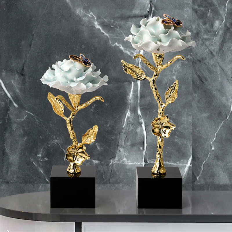 New Chinese Style Light Luxury High-End Copper Flower Ornaments