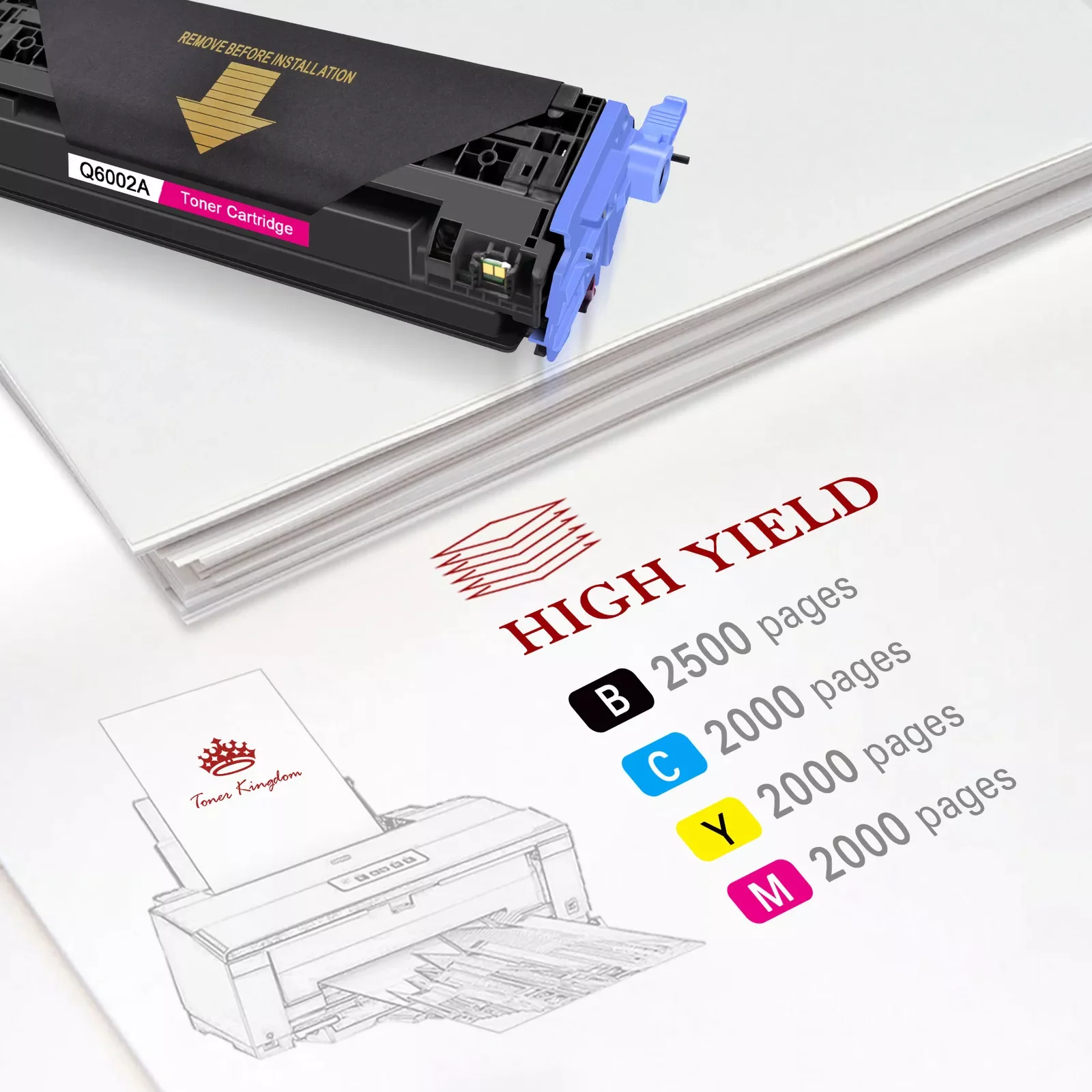 4 Toner Q6000A -3A Set Fits HP 124A Laserjet 1600 2600 2600n 2605dn 2605 Printer