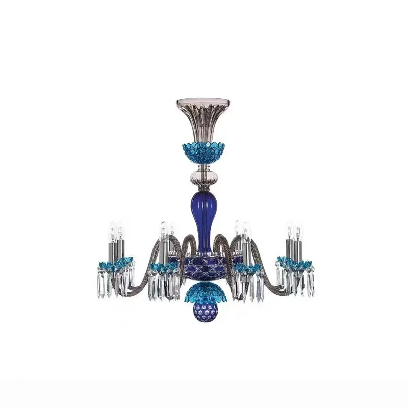 French vintage Baccarat crystal chandelier, light luxury Murano living room lighting fixture, hotel restaurant candle ladder