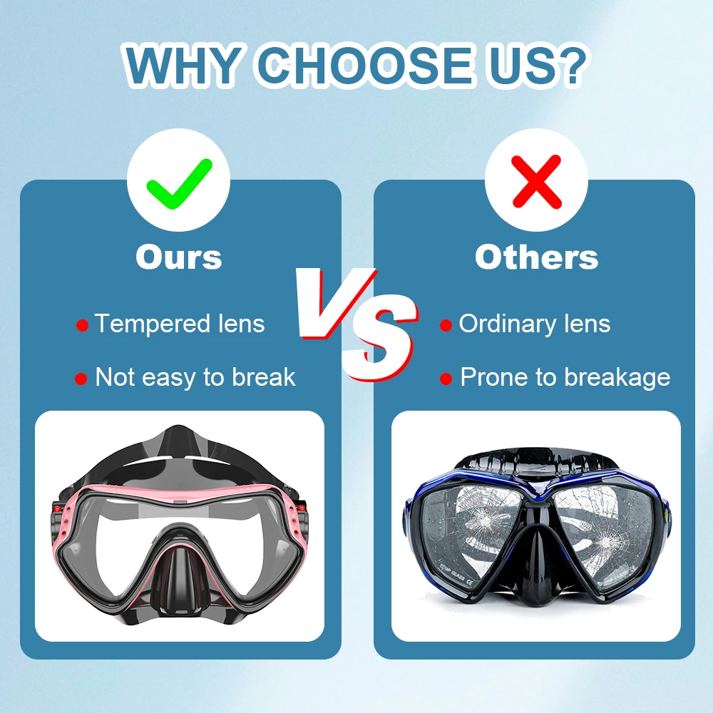 Snorkel Mask Swimming Goggles Professional Anti-Fog HD Glass Large Frame Diving Mask with Nose Cover Suitable for Adults Youth