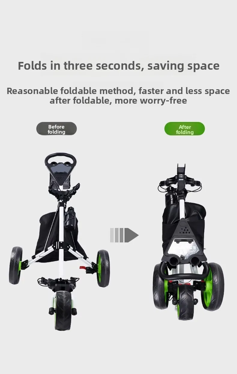 Golf bag trolley trolley hand trailer three-wheel foldable trolley with umbrella stand