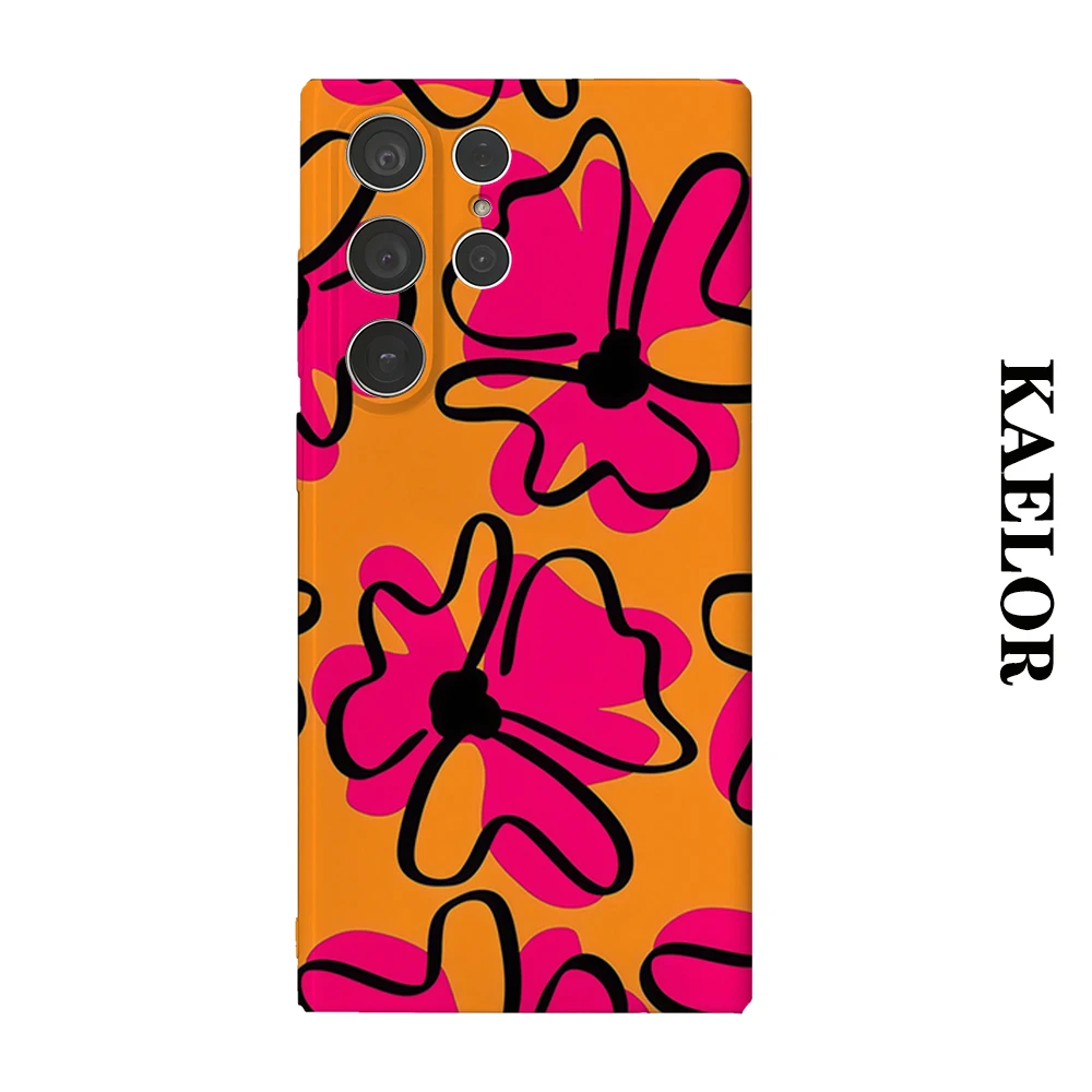 Abstract Graffiti Flower Durable Shiny Double-layer Case for Samsung S26 Ultra S25 S24 S23 Plus Anti-drop Resistant Cover