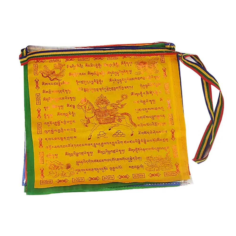 

Tibetan Prayer Flags Wind Horse Flag Golden Typeface Lungta Bunting for Wall Hanging Outdoor 25pcs Buddhist Wind Horse Flag