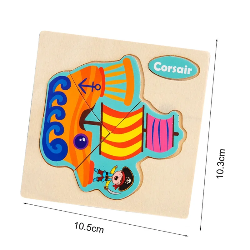 Pädagogisches Spielzeug für Kinder Geschenk Baby Montessori Spielzeug 3d Holz Puzzle Cartoon Tier Verkehrs Puzzle Frühen Lernen