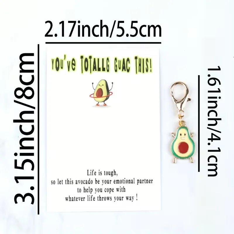 10 Charming Avocado Keychains with Emotional Avocado Cards, Alloy and Paper Friendship Gift Pendants — Suitable for Birthdays, Weddings, Graduation Ceremonies, Bachelor Parties, and Other Occasions — Perfect for Families, Friends, and Couples, Also Suitable for Halloween, Christmas, and Other Holiday Occasions view 6