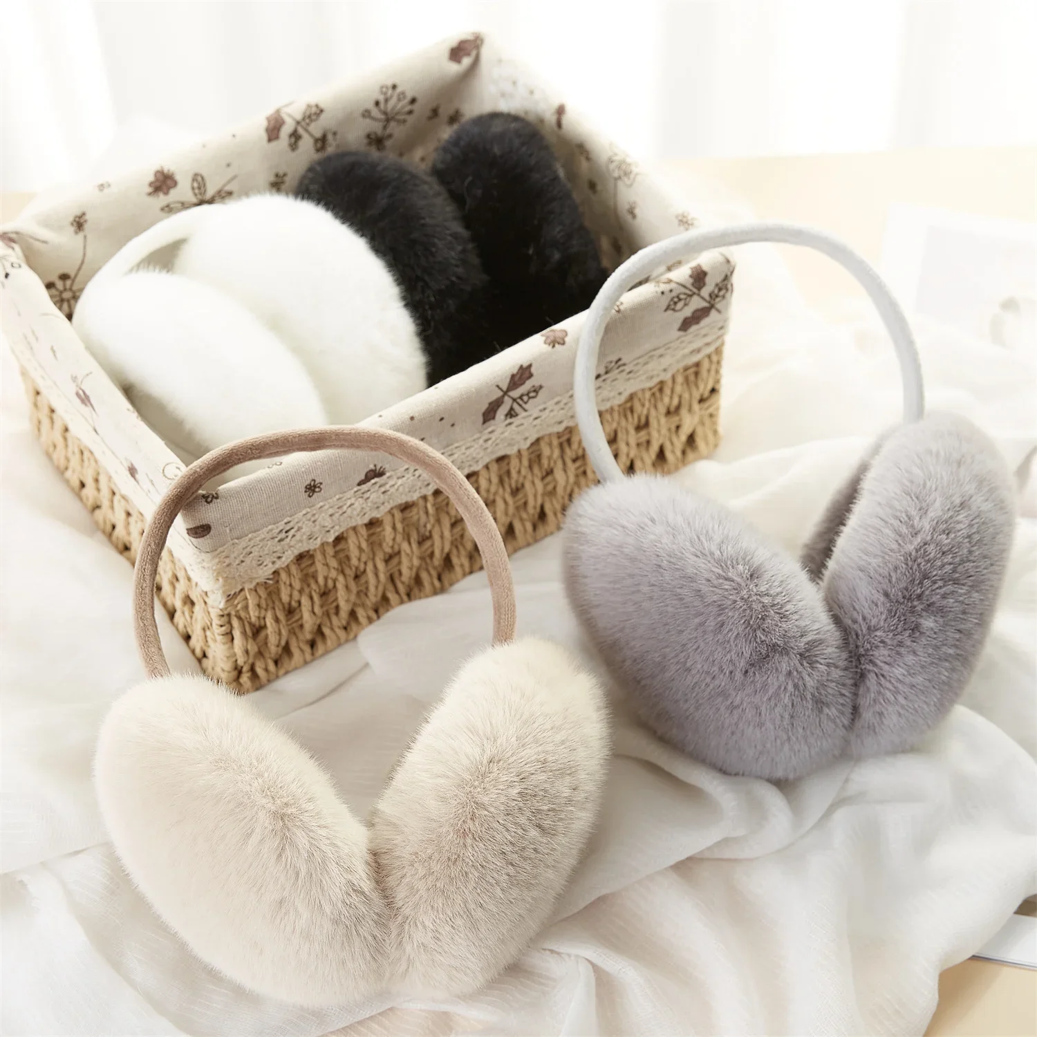 High Quality Earmuffs Faux Rabbit Fur Hang Ear Cover Warm Winter  Headwear Ear Muffs Fur Earmuffs Unisex Adult Ear Warmer Fold