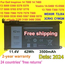 11.4V WDX0R Laptop Battery For DELL Latitude 3180 3189 3390 Vostro 14 5468 15 5568 Inspiron 13 5379 5368 17 5767 5770 WDXOR