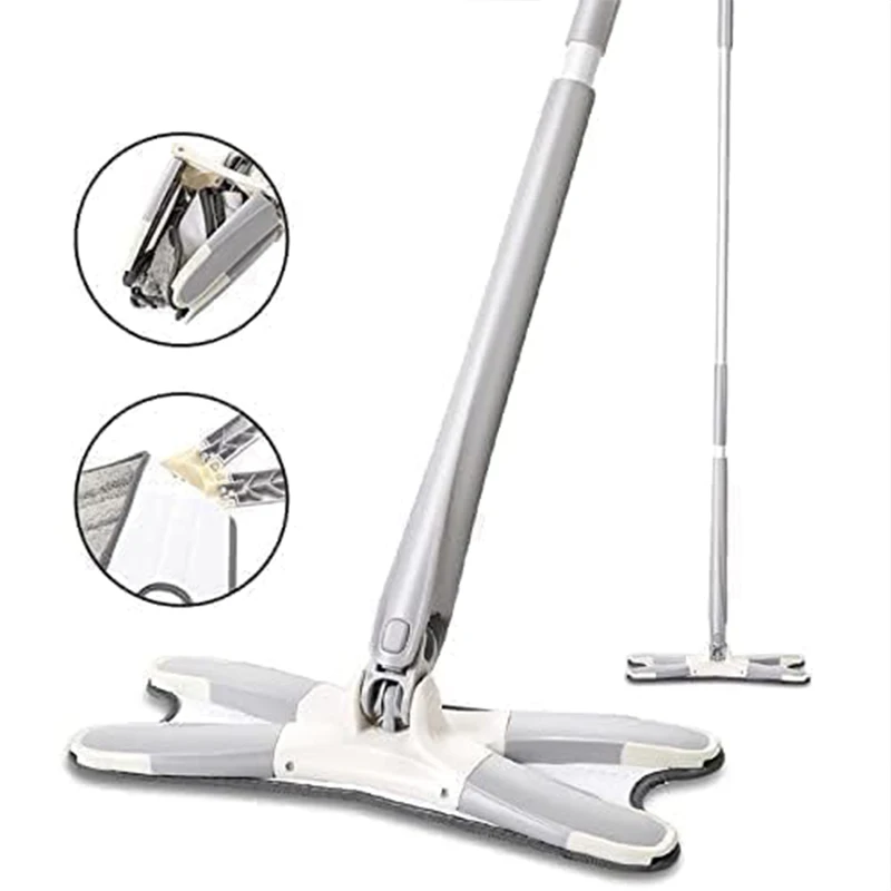 X-type Flat Floor Mop 360 Degree Squeeze Mop Hand-free Wash for Hardwood Wood Ceramic Tiles Home Lazy Mop Home Cleaning Tools