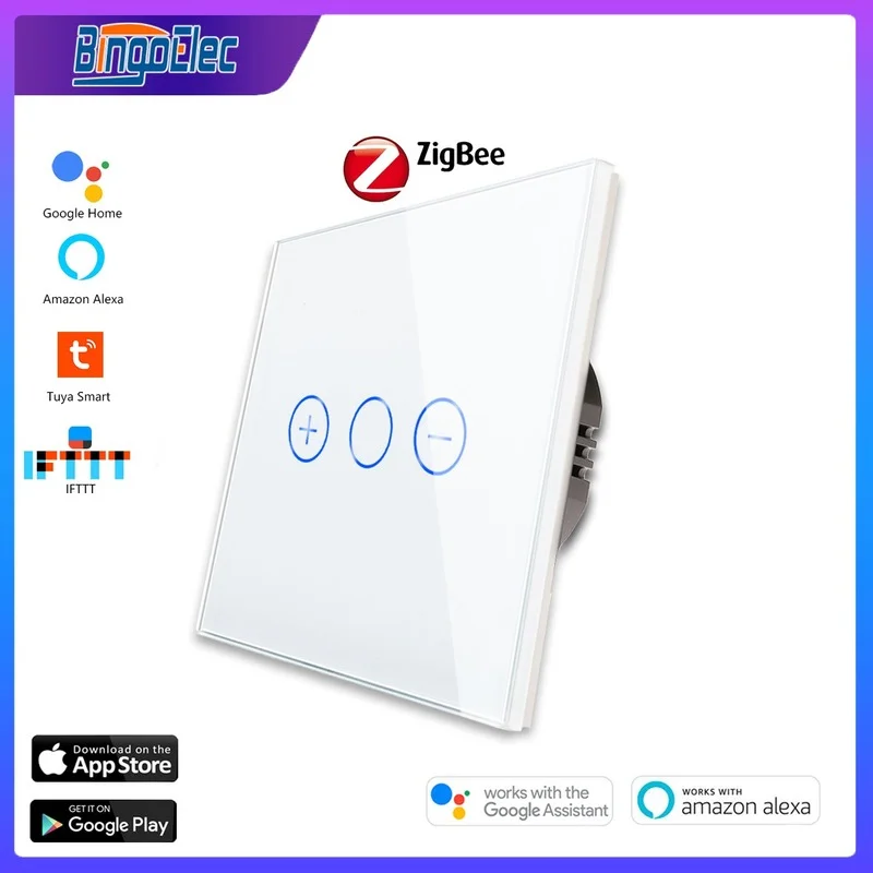 Bingoelec Zigbee Light Dimmer Smart Switch EU Russia Sensor Switches LED Crystal Glass Touch Dimmers Home Improvement