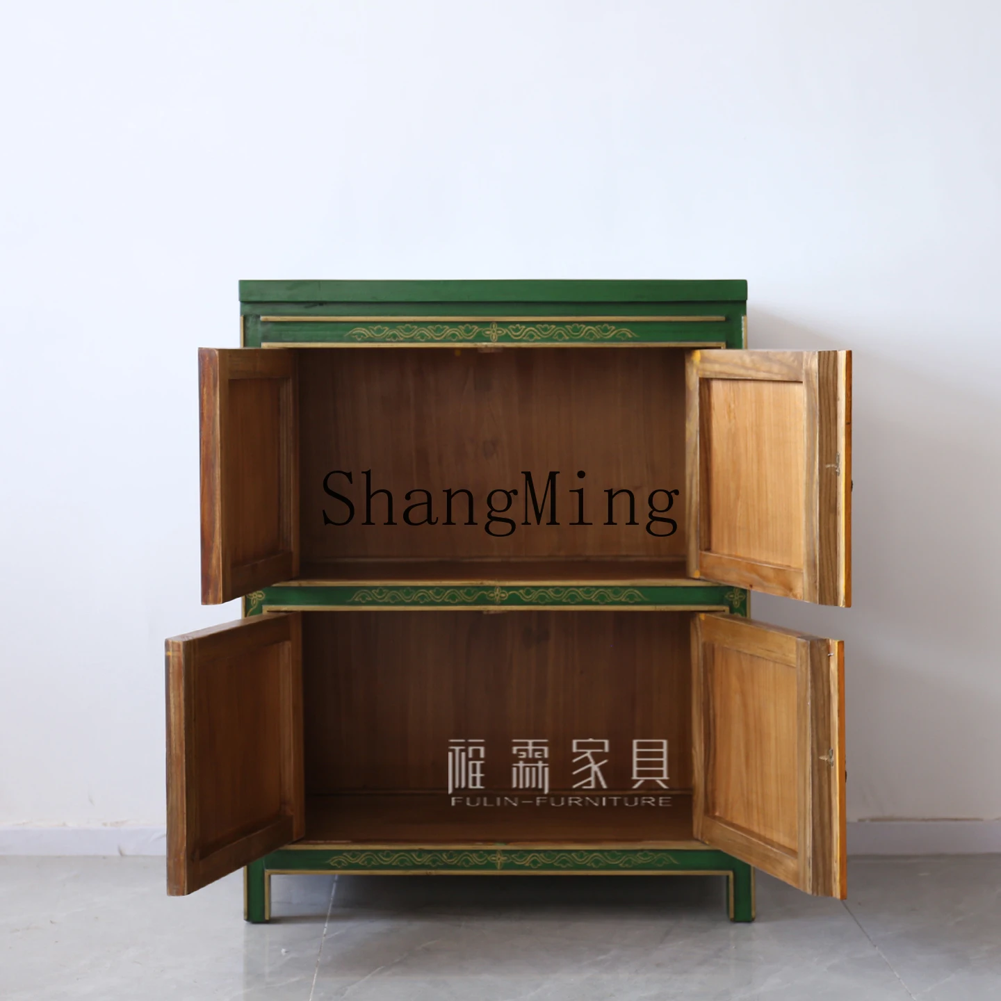 

ZYY solid wood painted dining side cabinet antique Xizang decoration retro old entrance hall Ming and Qing hand-painted locker