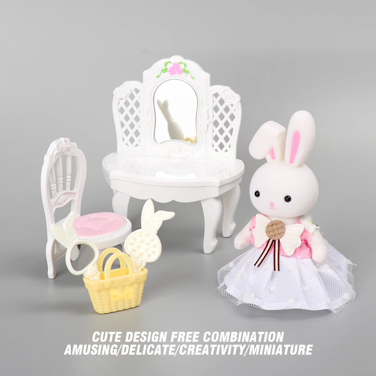 1:12 التظاهر لعبة أرنب عيد الفصح الأسرة محاكاة النمذجة دمية المنمنمات ملحقات منزل اللعب لعب للهدايا