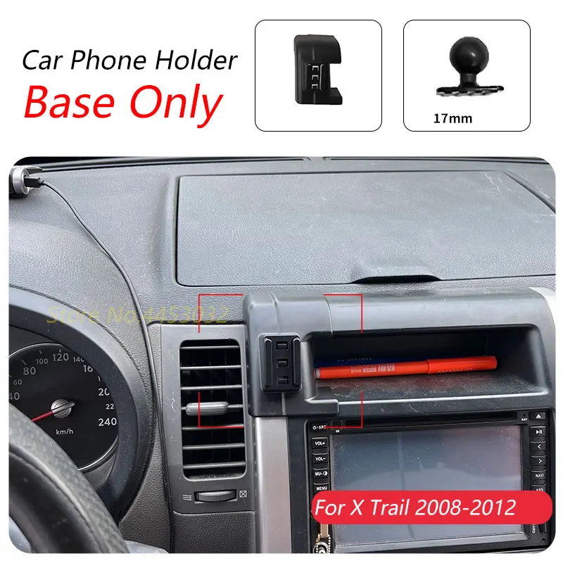 For Nissan X Trail t31 2008-2012 Car Phone Holder Special Fixed Bracket Base 17mm Not Blocking Air Outlet Interior Accessories