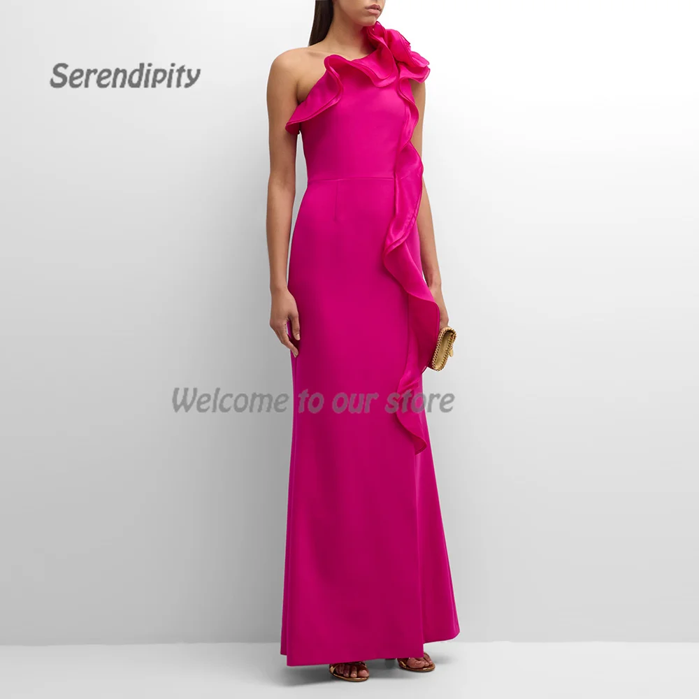 Serendipity Satin Evening Dress فساتين سهرة A-Line Elegant One-Shoulder Ruffles Cocktail Party Prom Gown For Sexy Women 2024