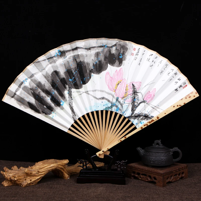 Chinese Style Folding Fan Hand-painted Fan for Men and Women with Ancient Dress Decoration Hand Fan Carry-on Daily Hand Fan