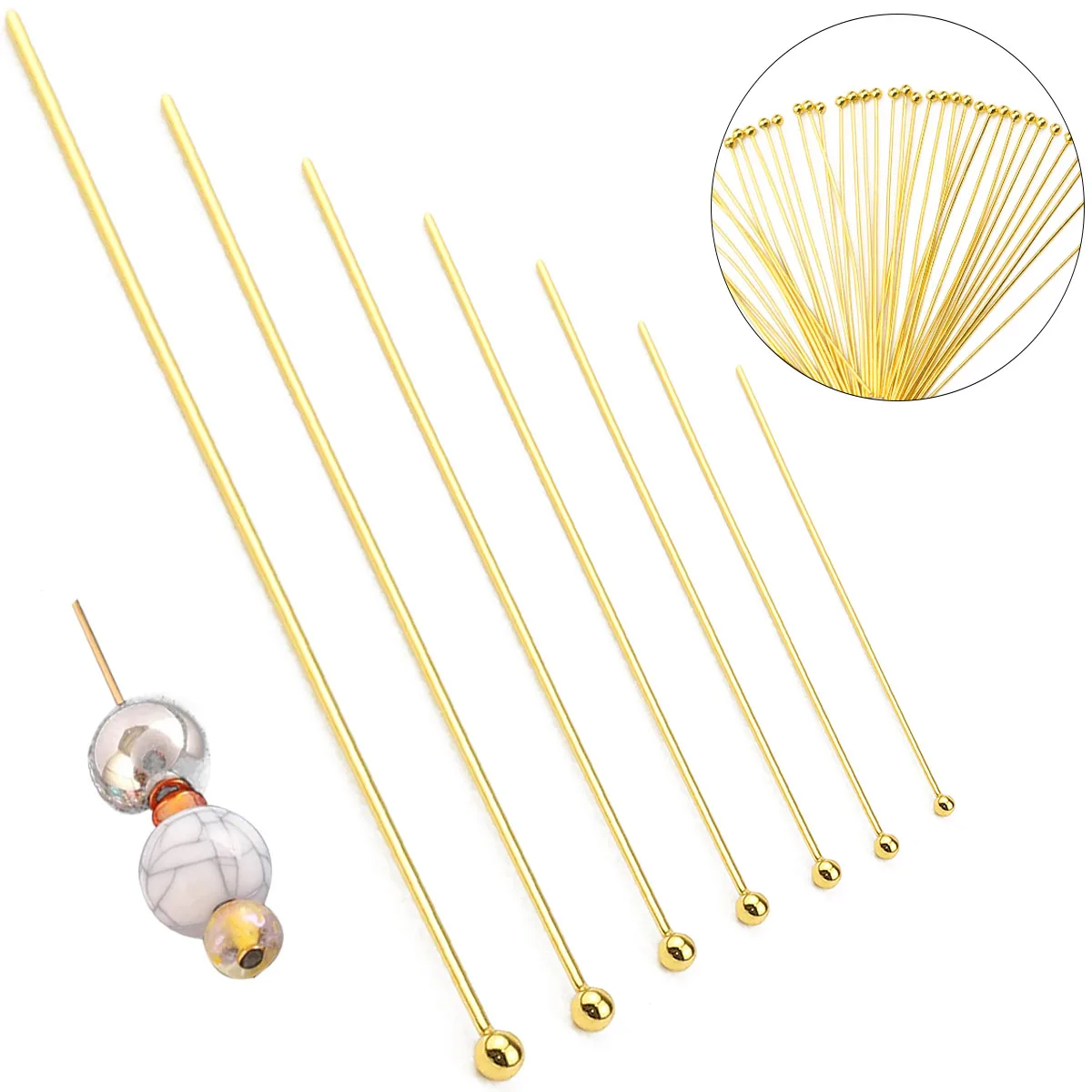 Multi-Size Stainless Steel Ball Head Pins Jewelry Making Materials 20/25/30/35/40/45/50mm For Earrings Pendants DIY Accessories