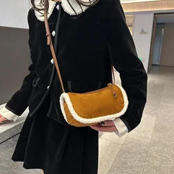 Milk Cotton Shoulder Bags Zipper Women's Bags 2024 Hot Sale Sewing Thread High Capacity Handbag Solid  Splicing Bolsas De Ombro